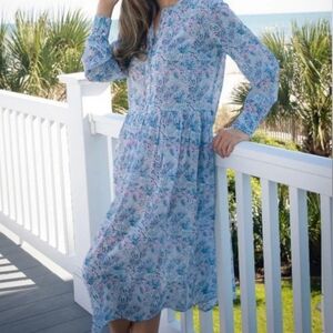 Simply Southern Blue and Pink Floral Midi Dress